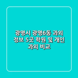 광명시 광명6동 과외 정보: 5곳 학원 및 개인 과외 비교