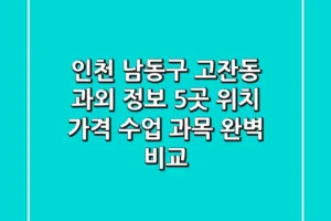 인천 남동구 고잔동 과외 정보: 5곳 위치, 가격, 수업 과목 완벽 비교