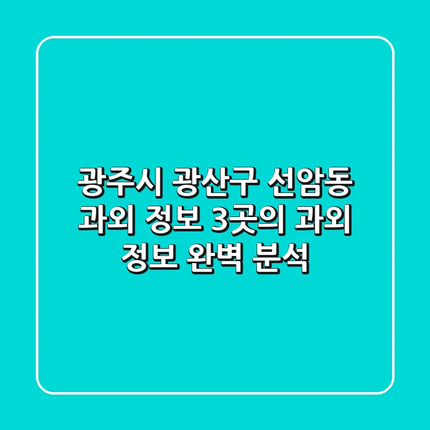 광주시 광산구 선암동 과외 정보: 3곳의 과외 정보 완벽 분석
