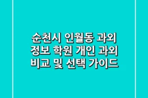 순천시 인월동 과외 정보 – 학원, 개인 과외 비교 및 선택 가이드