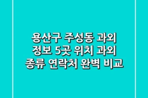 용산구 주성동 과외 정보: 5곳 위치, 과외 종류, 연락처 완벽 비교