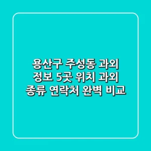용산구 주성동 과외 정보: 5곳 위치, 과외 종류, 연락처 완벽 비교