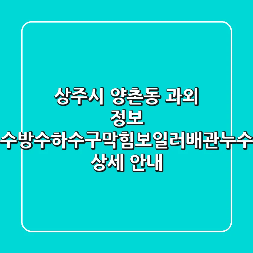 상주시 양촌동 과외 정보: 탑누수방수,하수구막힘,보일러배관누수공사 상세 안내