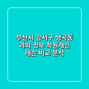 부산시 강서구 생곡동 과외 정보 - 학원/개인 레슨 비교 분석
