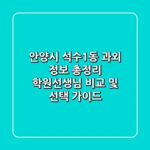 안양시 석수1동 과외 정보 총정리 - 학원/선생님 비교 및 선택 가이드