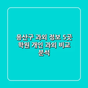 용산구 과외 정보: 5곳 학원, 개인 과외 비교 분석