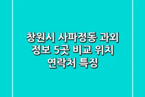 창원시 사파정동 과외 정보: 5곳 비교 (위치, 연락처, 특징)