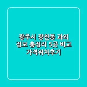 광주시 광천동 과외 정보 총정리 - 5곳 비교 (가격/위치/후기)
