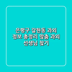은평구 갈현동 과외 정보 총정리 - 맞춤 과외 선생님 찾기