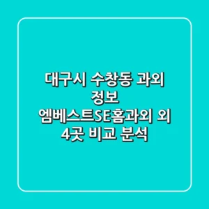 대구시 수창동 과외 정보: 엠베스트SE홈과외 외 4곳 비교 분석