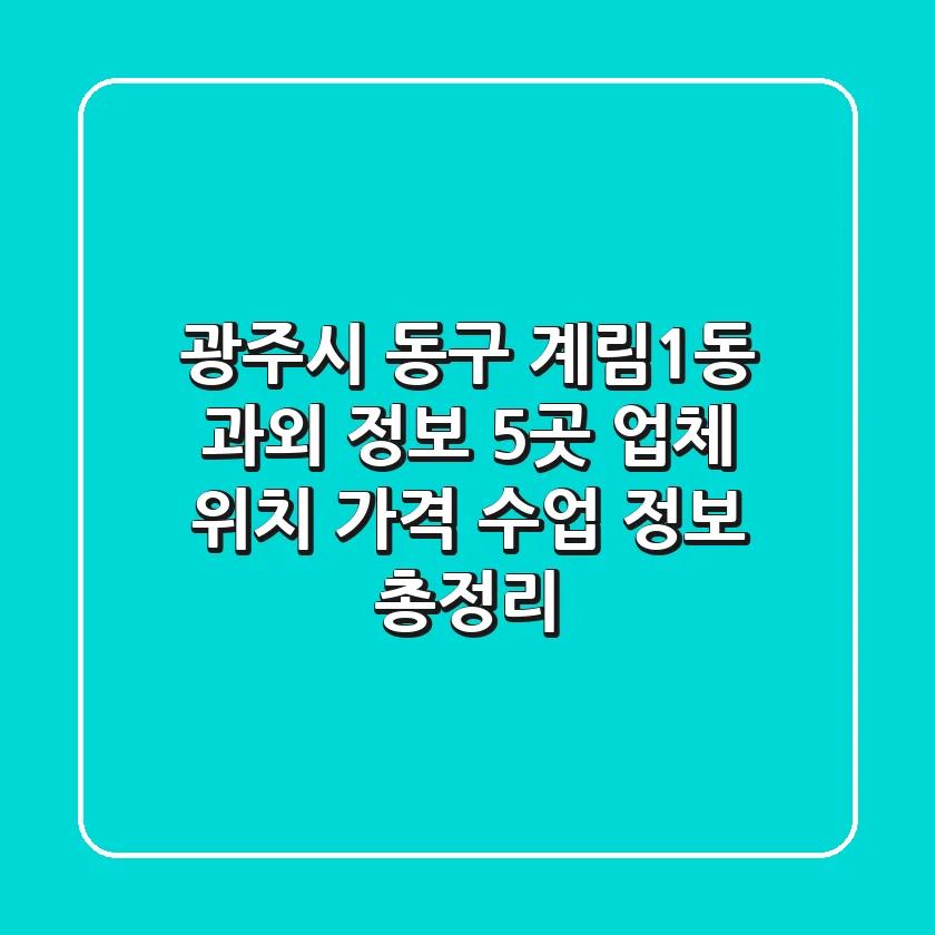 광주시 동구 계림1동 과외 정보: 5곳 업체 위치, 가격, 수업 정보 총정리