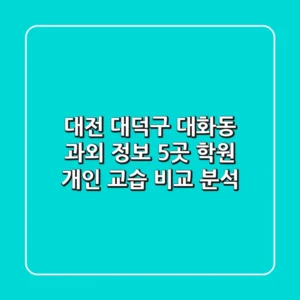 대전 대덕구 대화동 과외 정보: 5곳 학원, 개인 교습 비교 분석