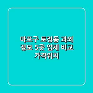 마포구 토정동 과외 정보: 5곳 업체 비교 (가격/위치)