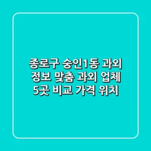 종로구 숭인1동 과외 정보: 맞춤 과외 업체 5곳 비교 (가격, 위치)