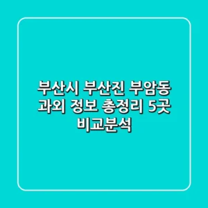 부산시 부산진 부암동 과외 정보 총정리 - 5곳 비교분석