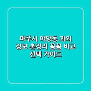 파주시 야당동 과외 정보 총정리 - 꼼꼼 비교 & 선택 가이드