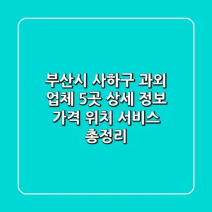 부산시 사하구 과외 업체 5곳 상세 정보 - 가격, 위치, 서비스 총정리