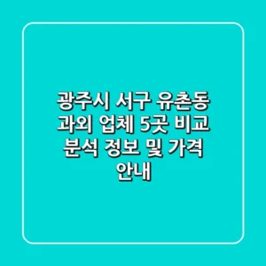 광주시 서구 유촌동 과외 업체 5곳 비교 분석 - 정보 및 가격 안내