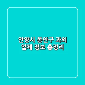 안양시 동안구 과외 업체 정보 총정리