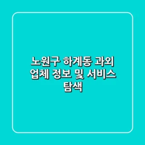 노원구 하계동 과외 업체 정보 및 서비스 탐색