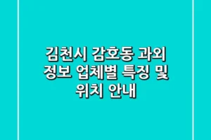 김천시 감호동 과외 정보 – 업체별 특징 및 위치 안내