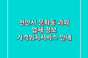 천안시 문화동 과외 업체 정보 – 가격/위치/서비스 안내