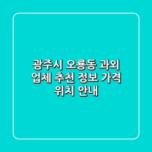 광주시 오룡동 과외 업체 추천 - 정보, 가격, 위치 안내
