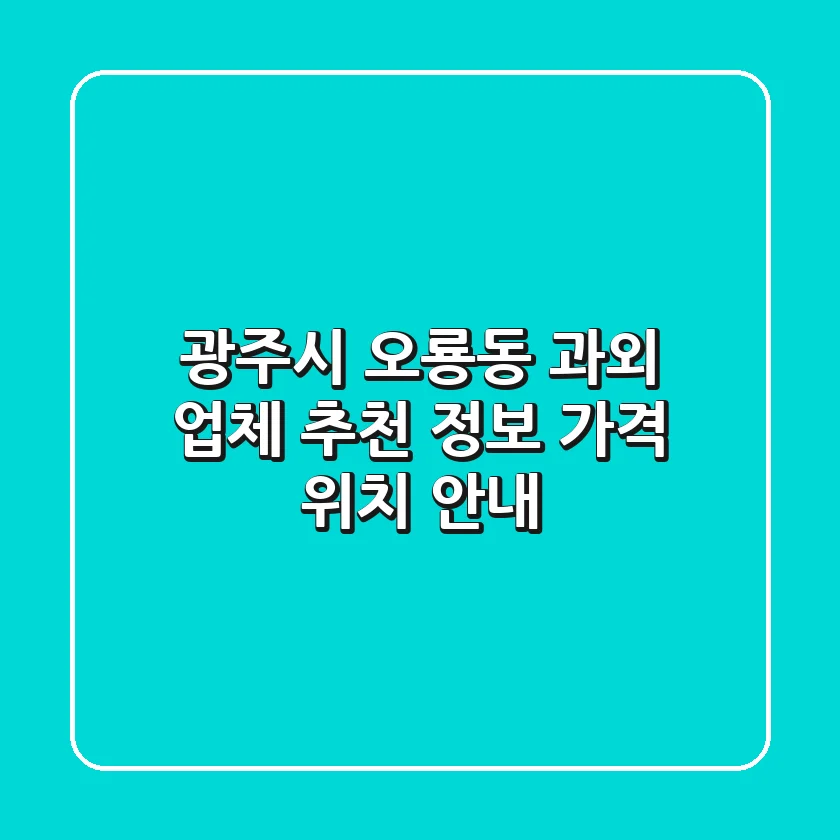 광주시 오룡동 과외 업체 추천 - 정보, 가격, 위치 안내