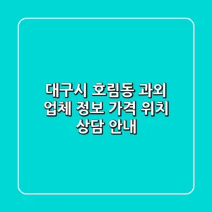 대구시 호림동 과외 업체 정보 - 가격, 위치, 상담 안내