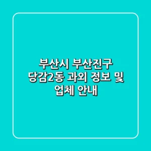 부산시 부산진구 당감2동 과외 정보 및 업체 안내