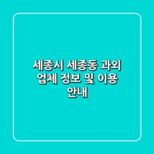세종시 세종동 과외 업체 정보 및 이용 안내