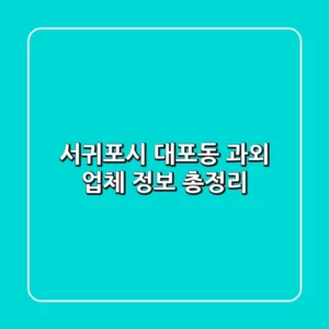 서귀포시 대포동 과외 업체 정보 총정리