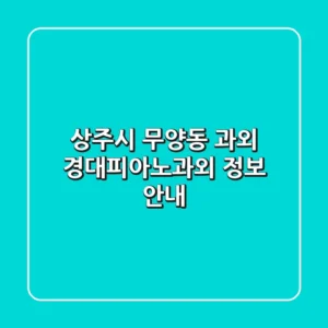 상주시 무양동 과외: 경대피아노과외 정보 안내