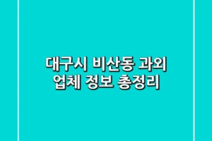 대구시 비산동 과외 업체 정보 총정리