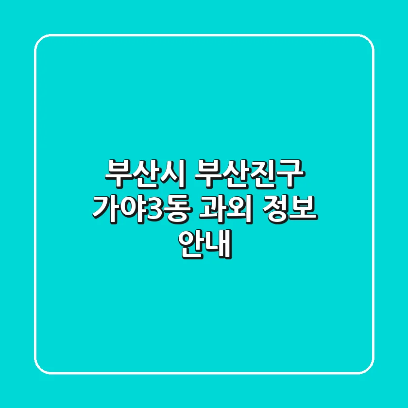 부산시 부산진구 가야3동 과외 정보 안내