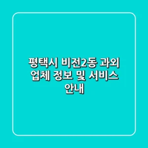 평택시 비전2동 과외: 업체 정보 및 서비스 안내