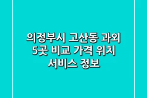 의정부시 고산동 과외 5곳 비교 – 가격, 위치, 서비스 정보