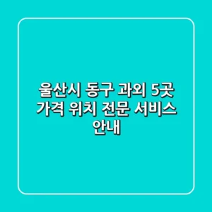 울산시 동구 과외 5곳: 가격, 위치, 전문 서비스 안내