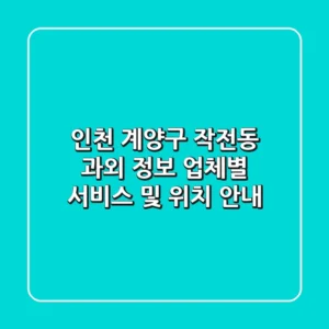 인천 계양구 작전동 과외 정보: 업체별 서비스 및 위치 안내