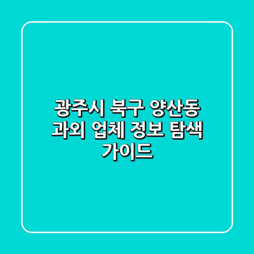 광주시 북구 양산동 과외 업체 정보 탐색 가이드