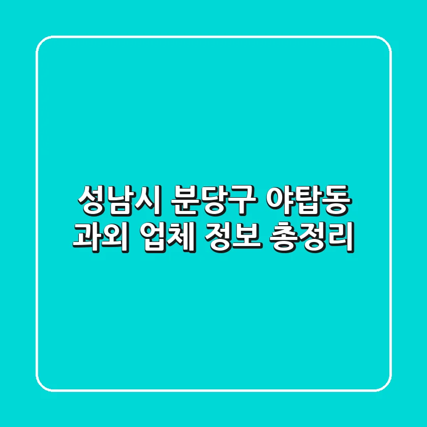 성남시 분당구 야탑동 과외 업체 정보 총정리