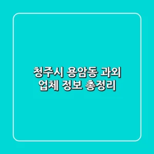 청주시 용암동 과외 업체 정보 총정리