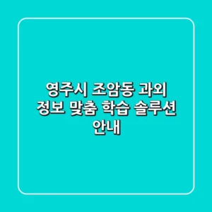 영주시 조암동 과외 정보 - 맞춤 학습 솔루션 안내