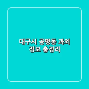 대구시 공평동 과외 정보 총정리