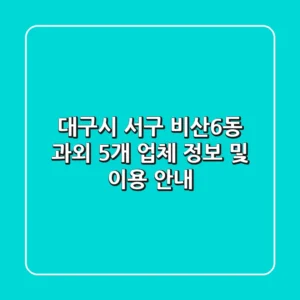 대구시 서구 비산6동 과외: 5개 업체 정보 및 이용 안내