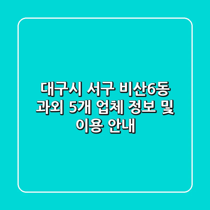 대구시 서구 비산6동 과외: 5개 업체 정보 및 이용 안내