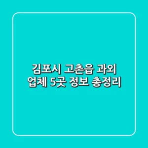 김포시 고촌읍 과외 업체 5곳 정보 총정리