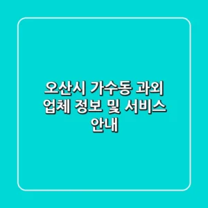 오산시 가수동 과외 업체 정보 및 서비스 안내