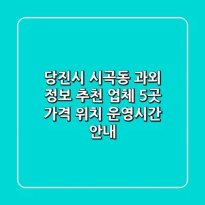 당진시 시곡동 과외 정보: 추천 업체 5곳 가격, 위치, 운영시간 안내