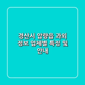 경산시 압량읍 과외 정보 - 업체별 특징 및 안내